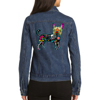 Calavera French Bulldog Frenchie Dia De Muertos Halloween T Shirt Ladies Denim Jacket | Artistshot