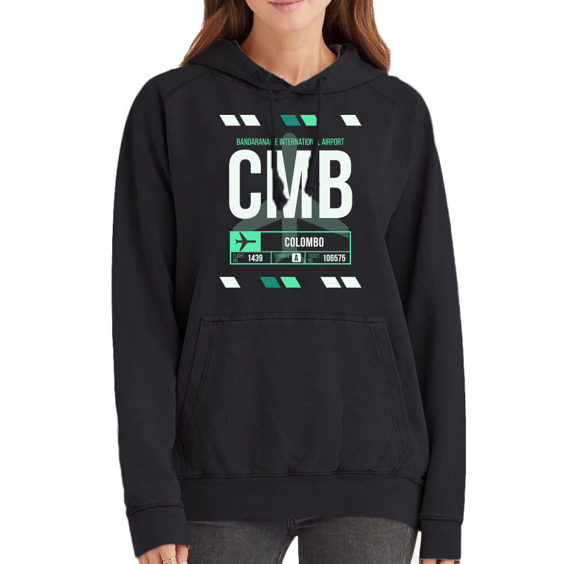 Colombo (cmb) Airport Code Baggage Tag Vintage Hoodie | Artistshot