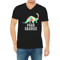 Parasaurus Paraprofessional Funny Dinosaur Floral Tshirt V-neck Tee | Artistshot