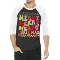 Groovy Merry Christmas Xmas Lights Family Matching Pajama T Shirt 3/4 Sleeve Shirt | Artistshot