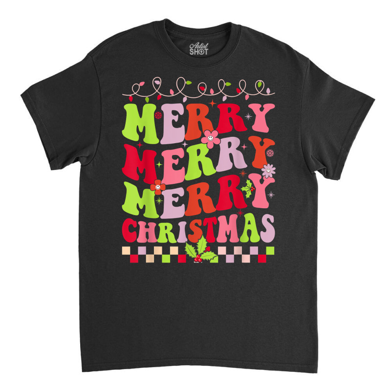 Groovy Merry Christmas Xmas Lights Family Matching Pajama T Shirt Classic T-shirt by shetodusheda | Artistshot