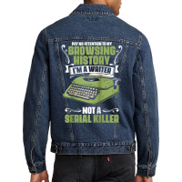 Pay No Attention To My Browsing History Funny Novel Novelist Raglan Ba Men Denim Jacket | Artistshot