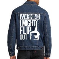 Warning I Might Flip Out Gymnastics Art For Girls Boys Men Denim Jacket | Artistshot