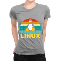 Linux Retro Vintage Penguin Geek Penguin Operating System Nerd Ladies Fitted T-shirt | Artistshot