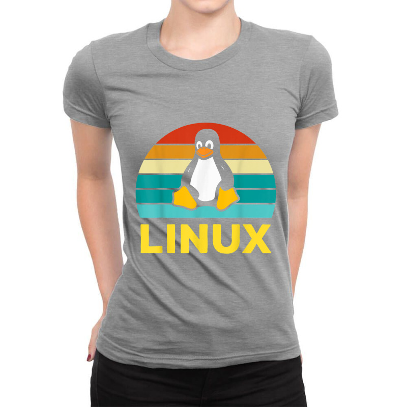 Linux Retro Vintage Penguin Geek Penguin Operating System Nerd Ladies Fitted T-Shirt by nusudimazo | Artistshot