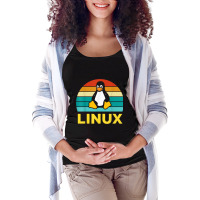 Linux Retro Vintage Penguin Geek Penguin Operating System Nerd Maternity Scoop Neck T-shirt | Artistshot