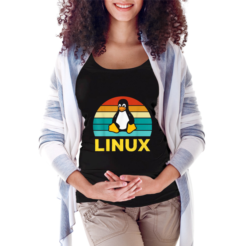 Linux Retro Vintage Penguin Geek Penguin Operating System Nerd Maternity Scoop Neck T-shirt by nusudimazo | Artistshot