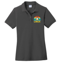 Linux Retro Vintage Penguin Geek Penguin Operating System Nerd Ladies Polo Shirt | Artistshot