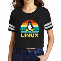 Linux Retro Vintage Penguin Geek Penguin Operating System Nerd Scorecard Crop Tee | Artistshot