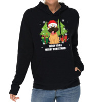 Funny Christmas Santa Dog Woof You A Merry Christmas Novelty Pullover Lightweight Hoodie | Artistshot