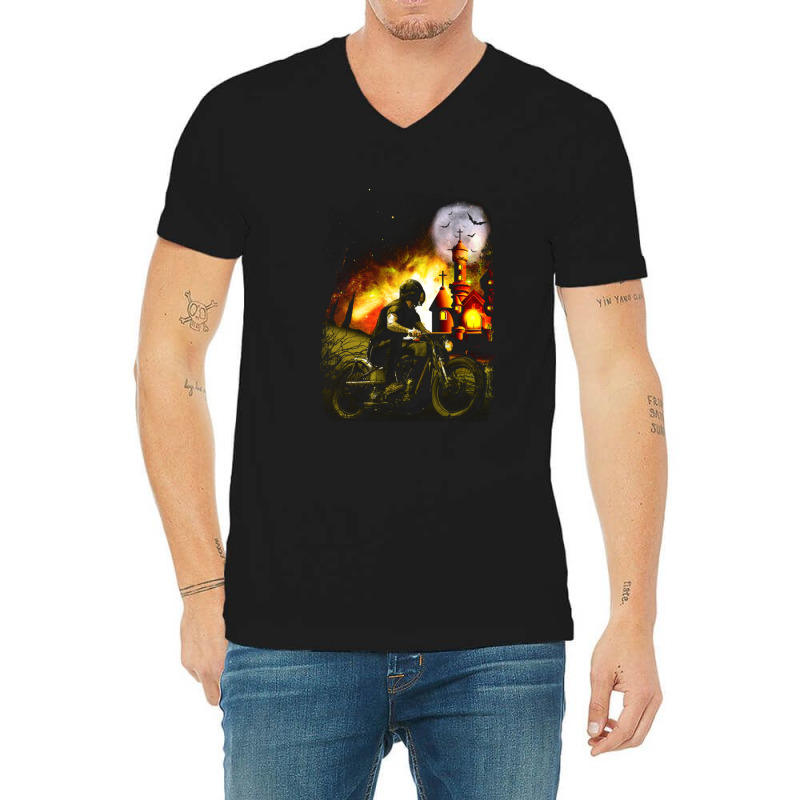 Mystery Rider V-Neck Tee by tasmilacaravi | Artistshot