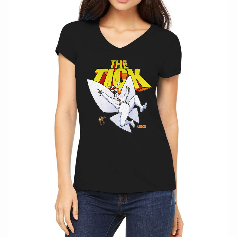 The Tick Superhero Parody Arthur Character Withtype 1994 Tv Series Cla Women's V-Neck T-Shirt by cm-arts | Artistshot