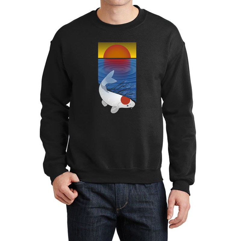 Sunset Meditation Yoga Koi Fish Lover Art Crewneck Sweatshirt by tasmilacaravi | Artistshot