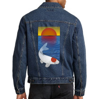 Sunset Meditation Yoga Koi Fish Lover Art Men Denim Jacket | Artistshot