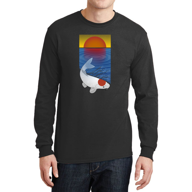 Sunset Meditation Yoga Koi Fish Lover Art Long Sleeve Shirts by tasmilacaravi | Artistshot