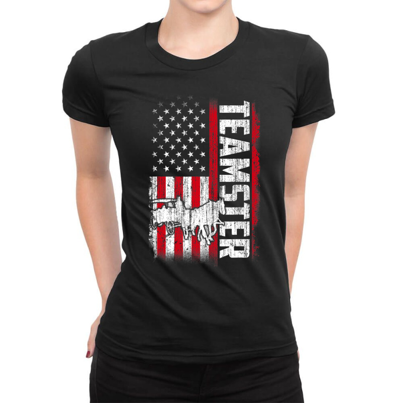 Teamster American Flag Quotes Sayings Ladies Fitted T-Shirt by cm-arts | Artistshot