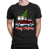 Merry Christmas Unicorn Xmas Plaid Red Truck Tree On Car Premium T Shi T-shirt | Artistshot