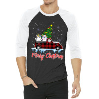 Merry Christmas Unicorn Xmas Plaid Red Truck Tree On Car Premium T Shi 3/4 Sleeve Shirt | Artistshot