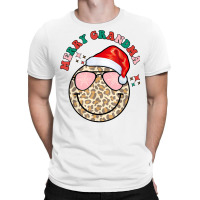 Merry Grandma Leopard Happy Face Christmas Grandma Outfit T Shirt T-shirt | Artistshot