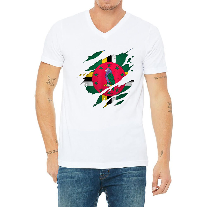 Proud Dominican Shirts  Torn Ripped Dominica Flag T Shirt V-Neck Tee by cm-arts | Artistshot