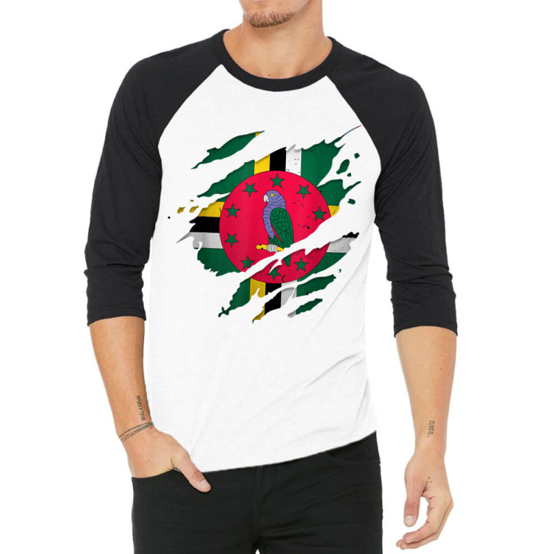 Proud Dominican Shirts  Torn Ripped Dominica Flag T Shirt 3/4 Sleeve Shirt by cm-arts | Artistshot