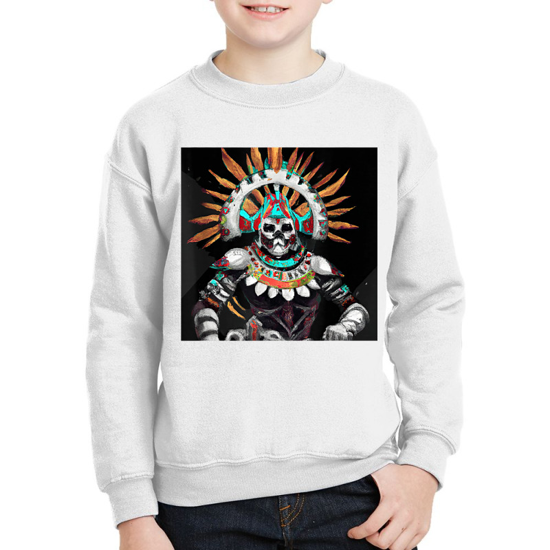 Dia De Los Muertos Aztec Warrior Calavera Mayan Mythology T Shirt Youth Sweatshirt by cm-arts | Artistshot