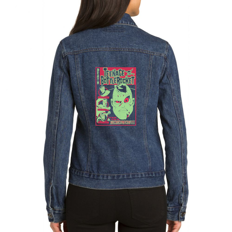 Bottle Rocket Necro Comicon Ladies Denim Jacket by marygerdes | Artistshot