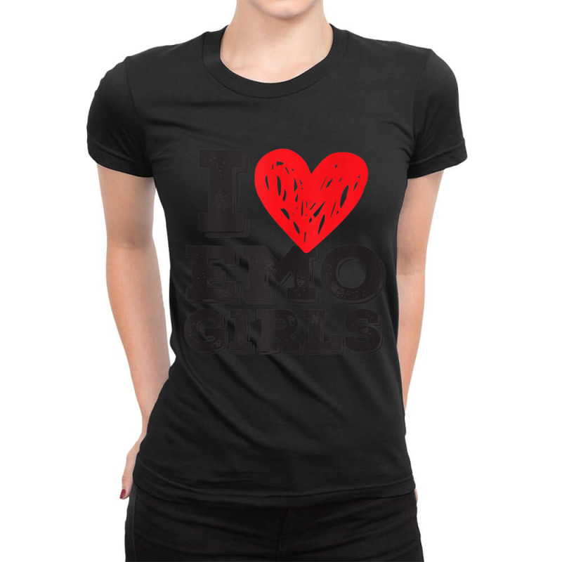 I Love Emo Girls Heart Gothic Girl Lover Quote Saying Ladies Fitted T-Shirt by cm-arts | Artistshot