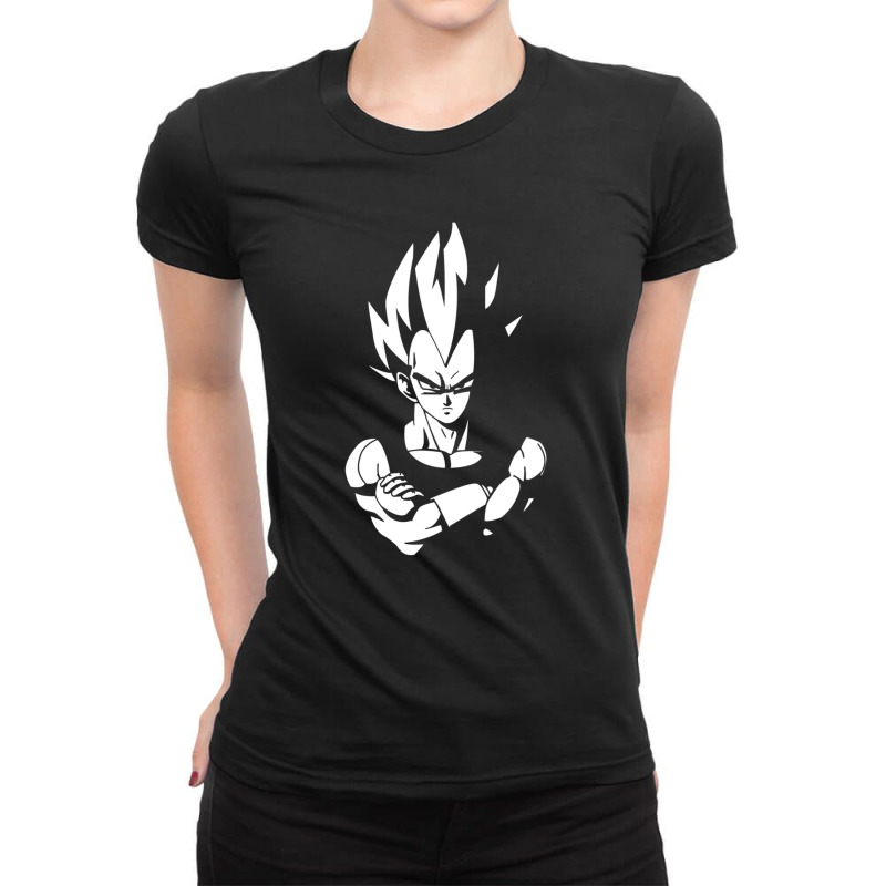 Vegeta Black And White Ladies Fitted T-Shirt by KelcieWhite | Artistshot