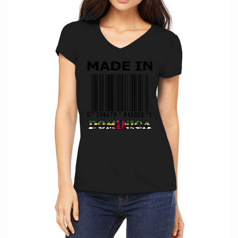 Fake Bar Code Made In Dominica Design. Women's V-Neck T-Shirt by fenderbendable | Artistshot