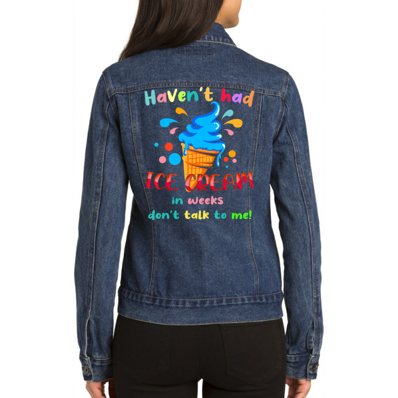 Ice Cream Cone Quote For Ice Cream Lover Ladies Denim Jacket by cm-arts | Artistshot