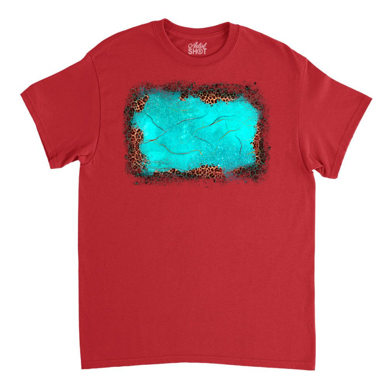 Gemstone Turquoise Leopard Background Classic T-shirt | Artistshot