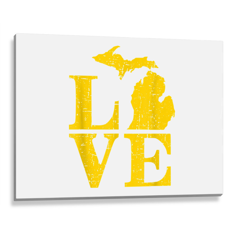 Love Michigan Vintage Mi Wolverine State Pride T Shirt Metal Print Horizontal | Artistshot