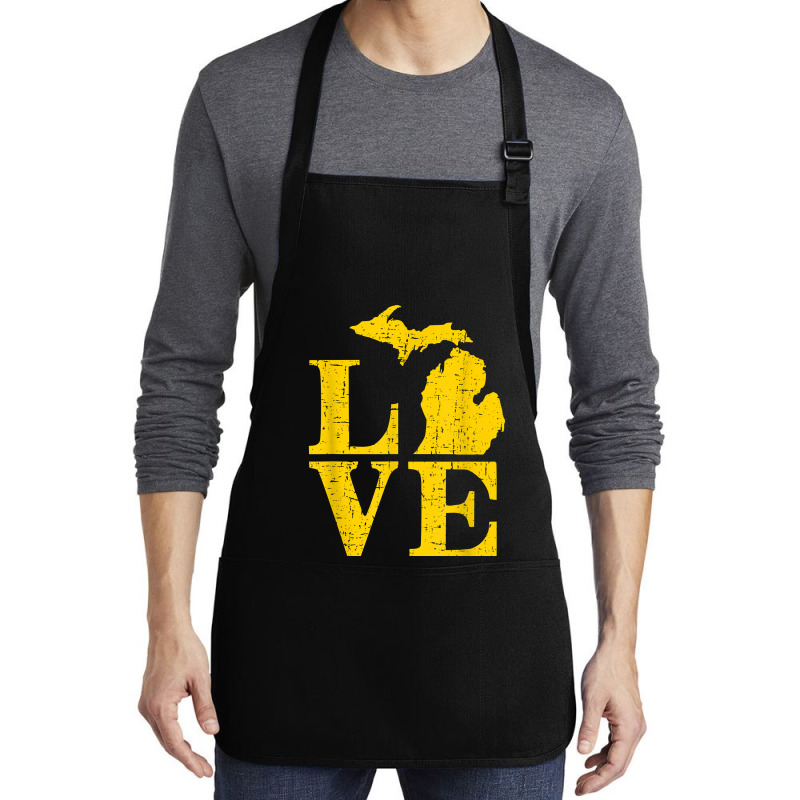 Love Michigan Vintage Mi Wolverine State Pride T Shirt Medium-length Apron | Artistshot