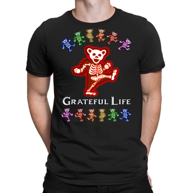 Grateful Life Dancing Skeleton Bear - Red T-shirt | Artistshot