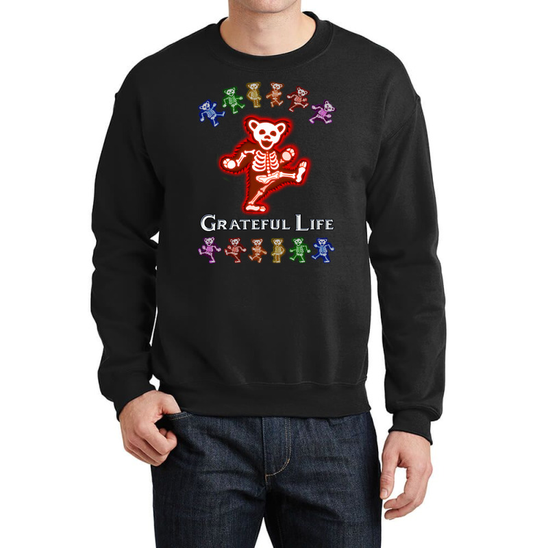 Grateful Life Dancing Skeleton Bear - Red Crewneck Sweatshirt | Artistshot