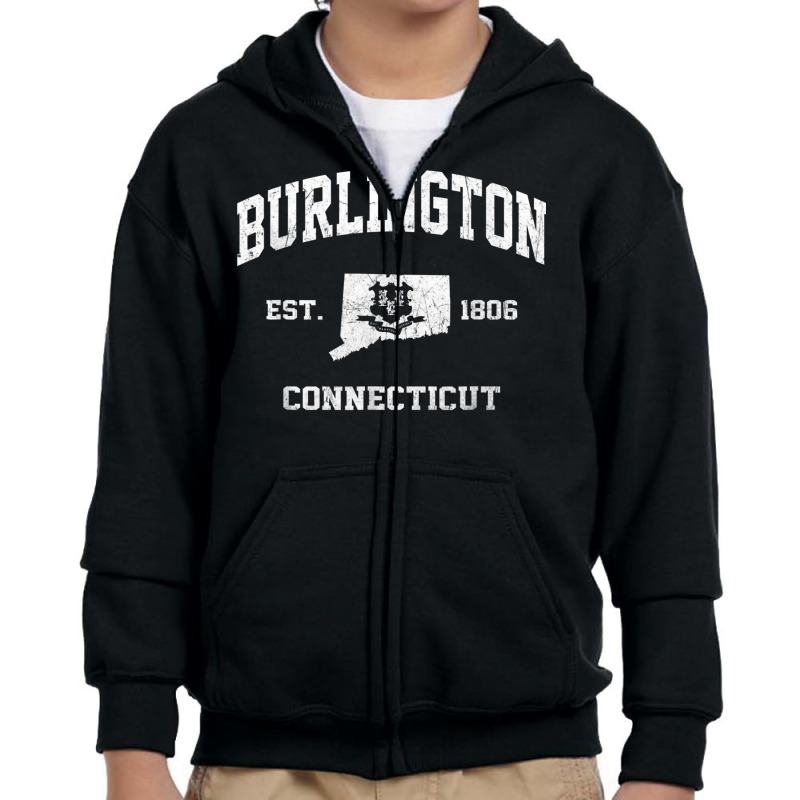 Burlington Connecticut Ct Vintage State Athletic Style T Shirt Youth Zipper Hoodie | Artistshot