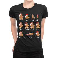 Christmas Math Teacher Equation Gingerbread With Santa Hat Ladies Fitted T-shirt | Artistshot