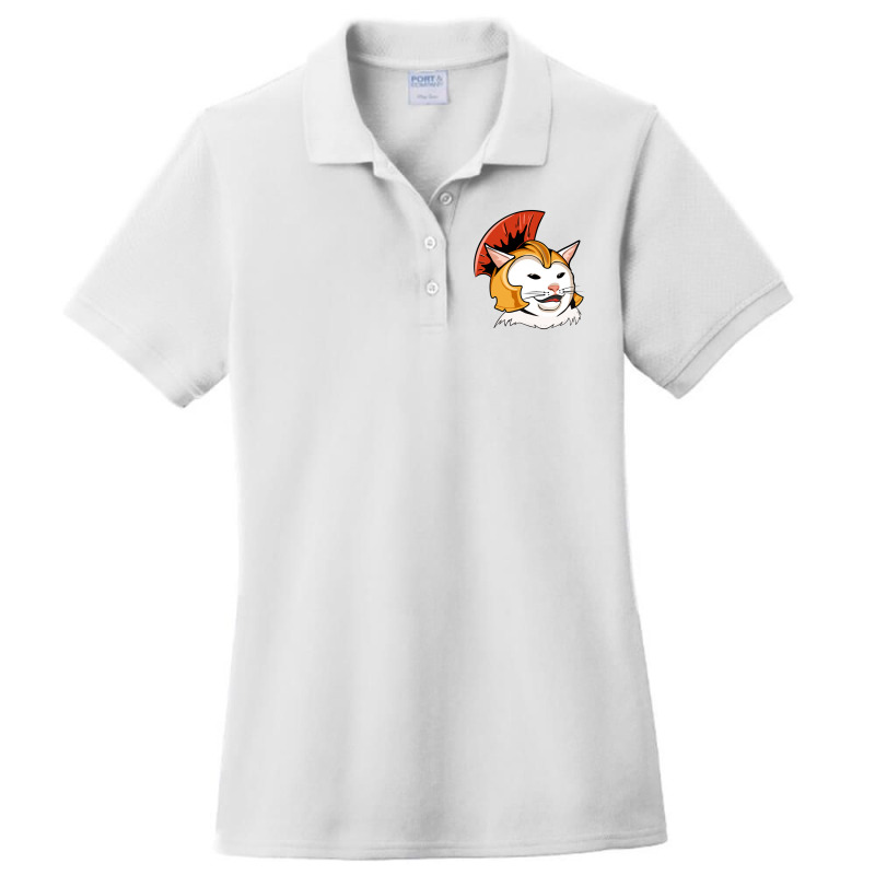 Cat In Roman Helmet Ladies Polo Shirt by cm-arts | Artistshot