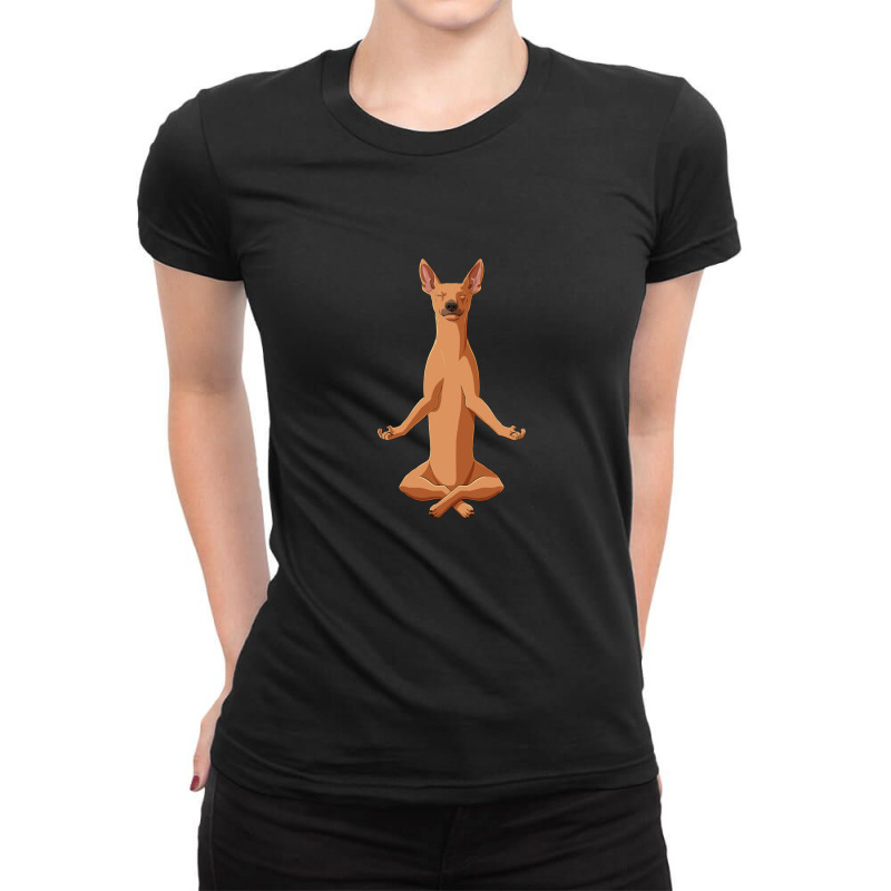 Meditate Miniature Pinscher Dog Ladies Fitted T-Shirt by GregoryHaverstock | Artistshot