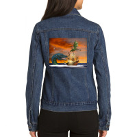 Clipper Ship Under Attack Ladies Denim Jacket | Artistshot