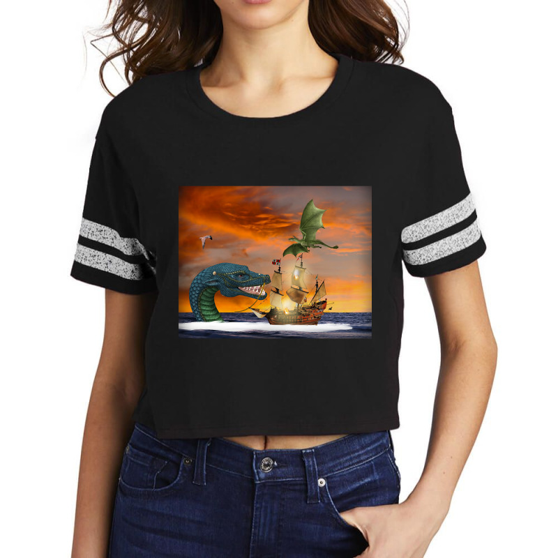 Clipper Ship Under Attack Scorecard Crop Tee by Kenlofu52 | Artistshot