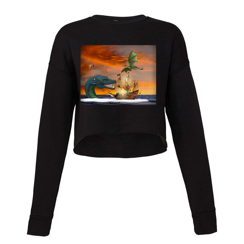 Clipper Ship Under Attack Cropped Sweater by Kenlofu52 | Artistshot