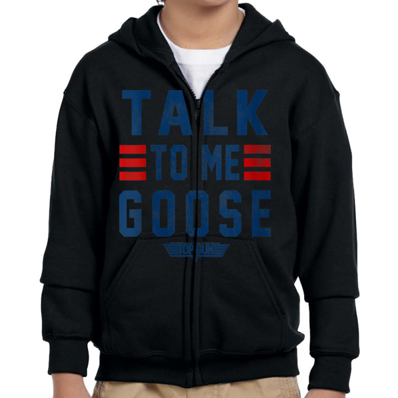 Womens Top Gun Talk To Me Goose Bold Text Stack V-neck Youth Zipper Hoodie by cm-arts | Artistshot