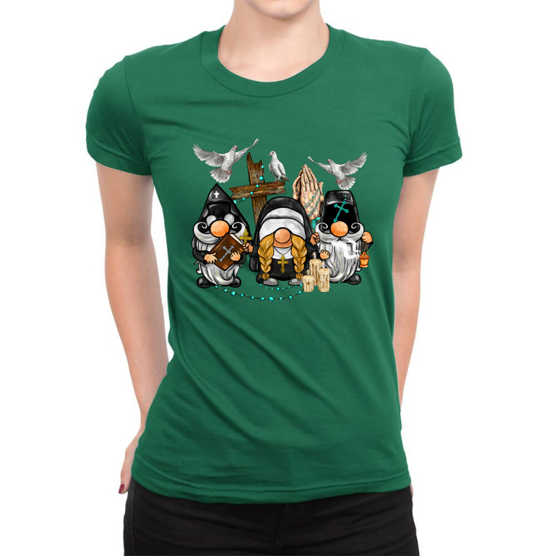 Pastor Nun Religious Gnome Ladies Fitted T-Shirt by BarkalooDesign | Artistshot