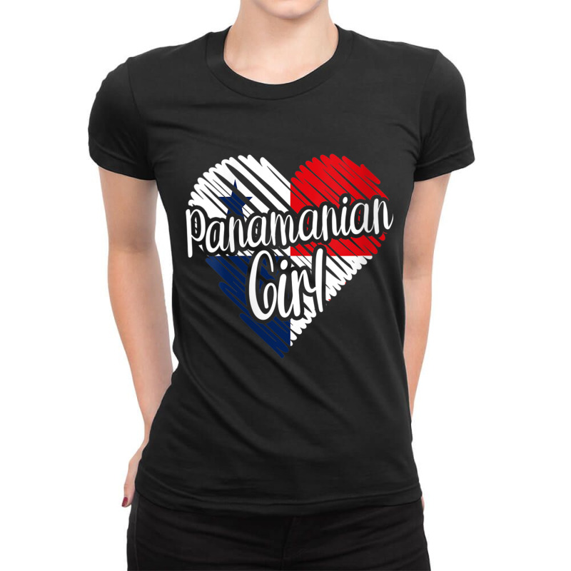 Womens Panama For Girl Panamanian Heart Flag For Women Panameña V Nec Ladies Fitted T-Shirt by cm-arts | Artistshot