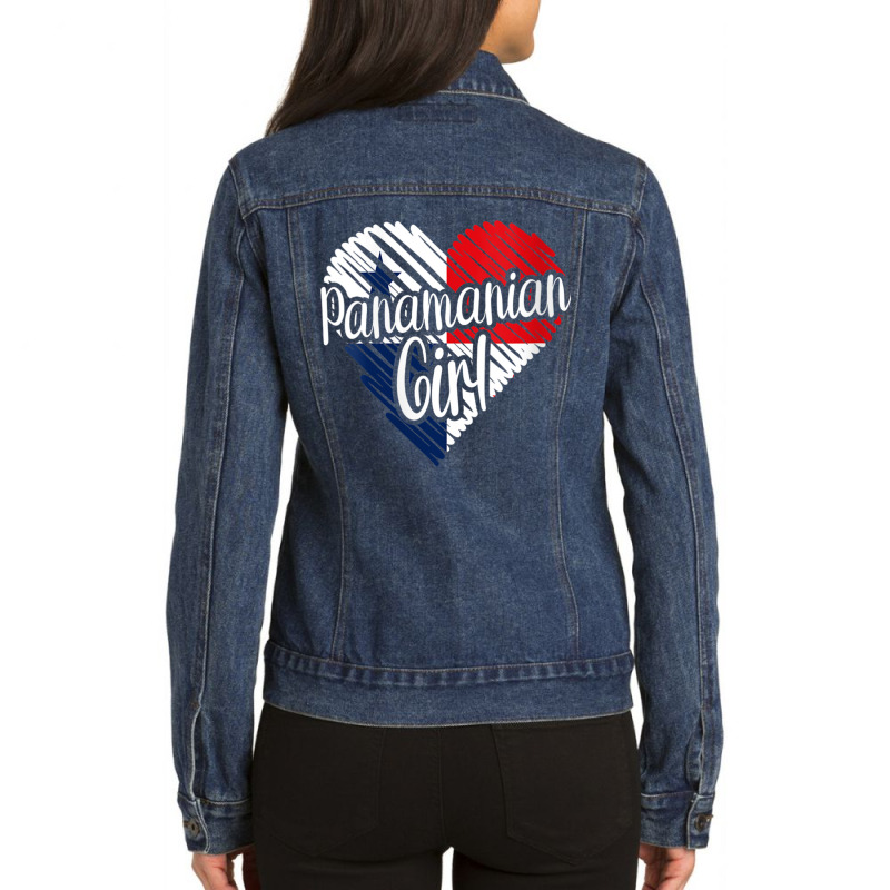 Womens Panama For Girl Panamanian Heart Flag For Women Panameña V Nec Ladies Denim Jacket by cm-arts | Artistshot