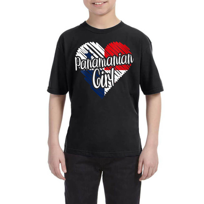 Womens Panama For Girl Panamanian Heart Flag For Women Panameña V Nec Youth Tee by cm-arts | Artistshot