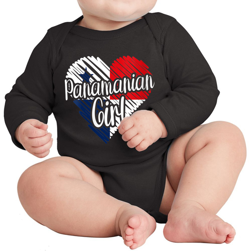 Womens Panama For Girl Panamanian Heart Flag For Women Panameña V Nec Long Sleeve Baby Bodysuit by cm-arts | Artistshot