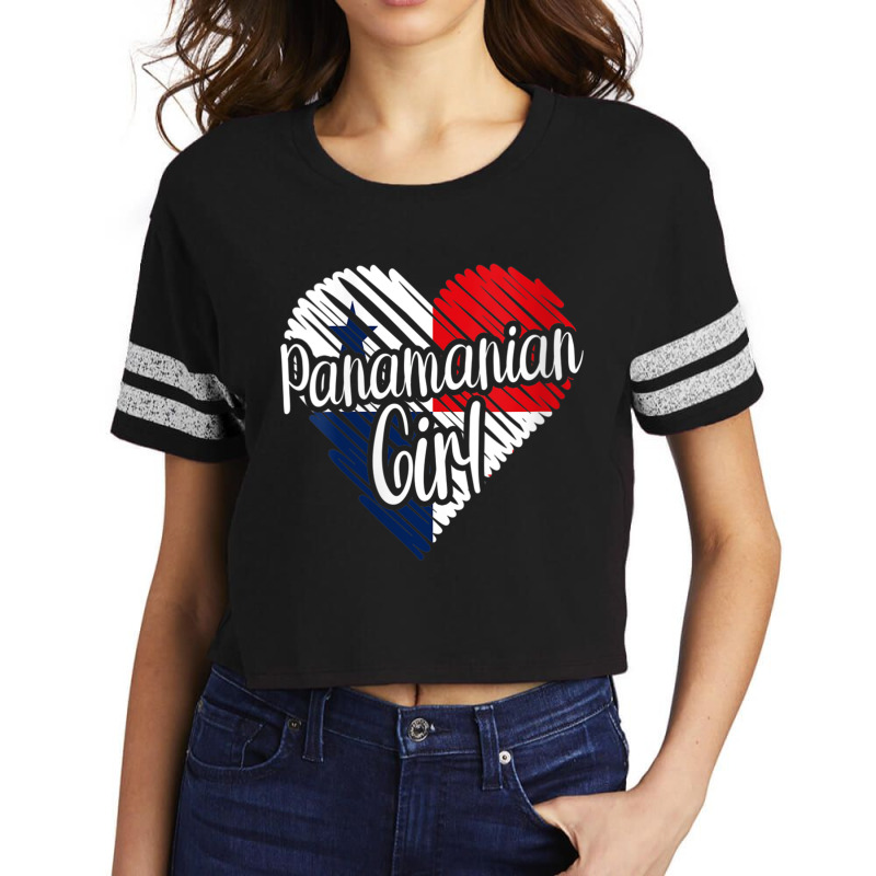 Womens Panama For Girl Panamanian Heart Flag For Women Panameña V Nec Scorecard Crop Tee by cm-arts | Artistshot